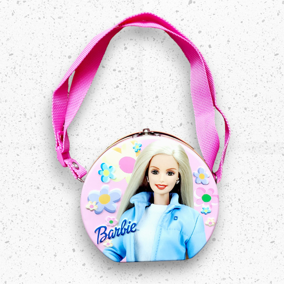 Vintage Early Y2k Barbie Small Metal Tin Lunch Box Style Purse - Picture 2 of 7
